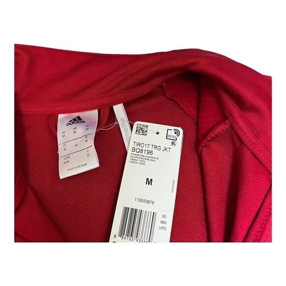 Adidas Men’s Trio 17 Full Zip Training Jacket White Mock‎ Neck BQ8196 Thumbhole - Picture 12 of 12